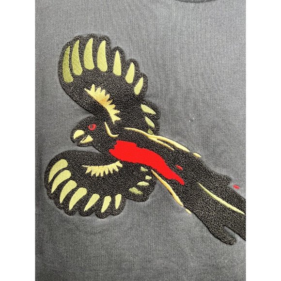 Quatre Cent Quinze Bird Embroidery Crewneck Cotton Black Sweatshirt Men Unisex L - Picture 3 of 9